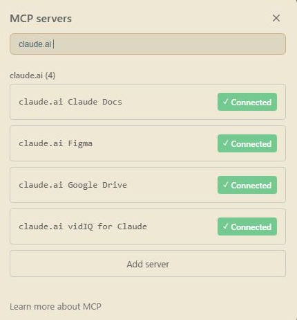 Скриншот: Окно MCP servers в расширении Claude Code для VS Code: у каждого сервера в списке свой статус, здесь все подключены (Connected)